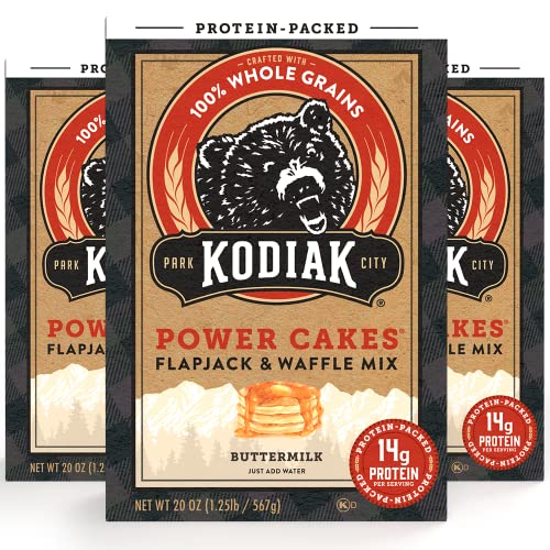 Kodiak Cakes Protein Power Cakes Buttermilk Flapjack and Waffle Mix, 60 oz (Pack of 3)