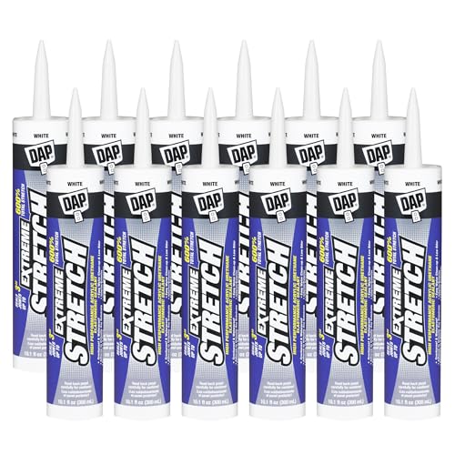 DAP Extreme Stretch Crackproof Elastomeric Sealant, White, 10.1 oz (Pack of 12)