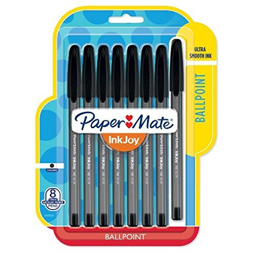 Paper Mate InkJoy Ballpoint Stick Pens, Medium Point, Black Ink (Pack of 8)