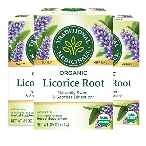 Traditional Medicinals Organic Licorice Root Herbal Tea, 16 Count (Pack of 3)