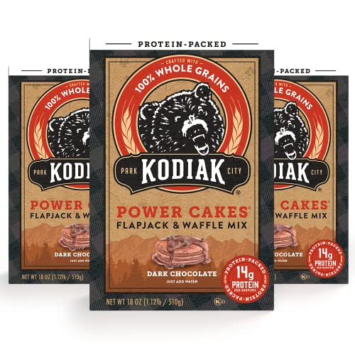 Kodiak Cakes Protein Power Cakes Dark Chocolate Flapjack and Waffle Mix, 18 oz (Pack of 3)