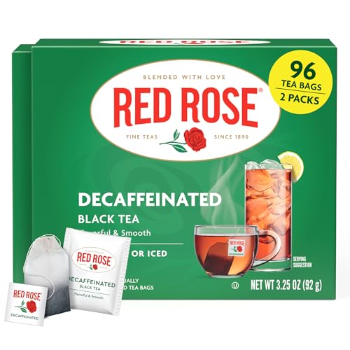 Red Rose Decaffeinated Black Tea, 48 Tea Bags (Pack of 2)