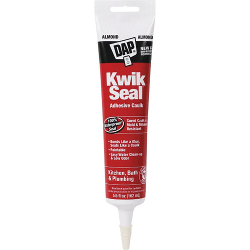 DAP Kwik Seal Kitchen and Bath Adhesive Caulk, Almond, 5.5 oz