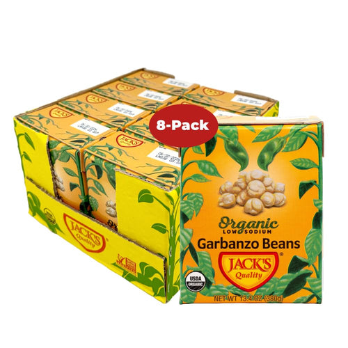 Jack's Organic Chickpeas Garbanzo Beans, 13.4 oz (Pack of 8)