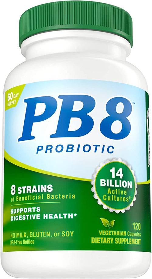 Nutrition Now PB 8 Probiotic Acidophilus, 120 Vegetarian Capsules (Pack of 2)