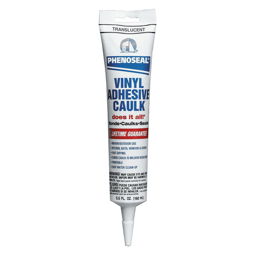 Phenoseal Does It All Vinyl Adhesive Caulk, Translucent, 5.5 oz