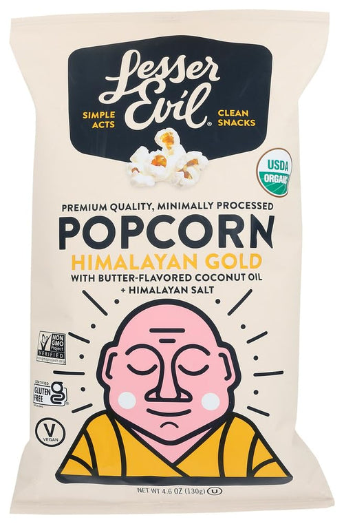 Lesser Evil Organic Himalayan Gold Popcorn, 4.6 oz (Pack of 3)