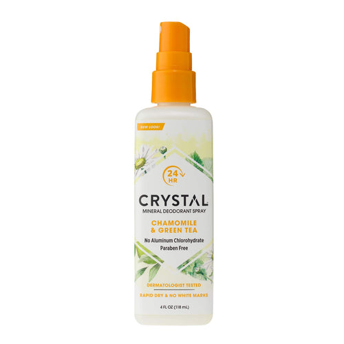Crystal Essence Mineral Deodorant Spray, Chamomile & Green Tea, 4 oz (Pack of 12)