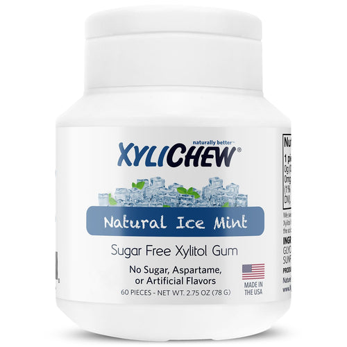 Xylichew 100% Xylitol Gum Jars, Ice Mint, 60 Count (Pack of 4)