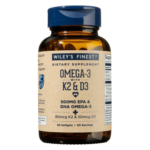 Wiley's Finest Omega-3 with Vitamin K2 and D3, 60 Count