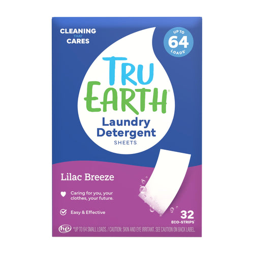 Tru Earth Dry Laundry Detergent Strips, Lilac Breeze, 64 Loads
