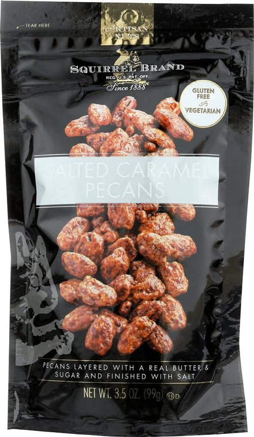 Squirrel Brand Salted Caramel Pecans, 3.5 oz Resealable Bag