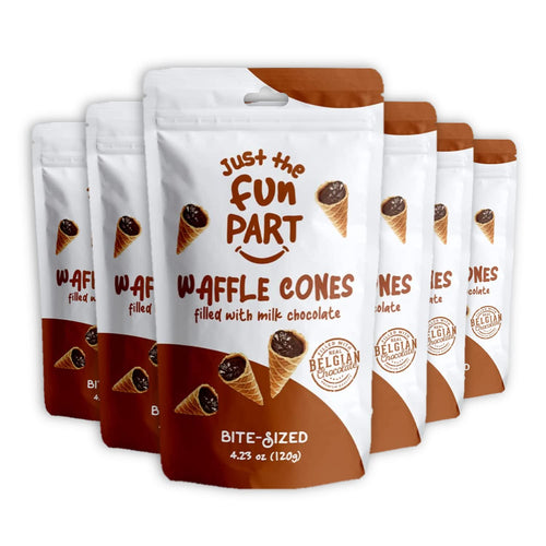 Just The Fun Part Waffle Cones, Milk Chocolate (Pack of 6)