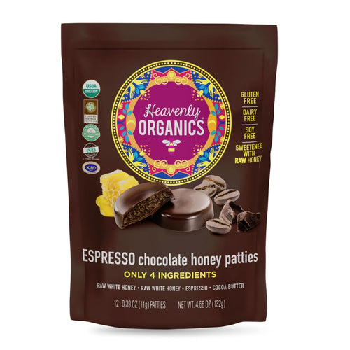 Heavenly Organics Espresso Chocolate Honey Patties, 12 Count
