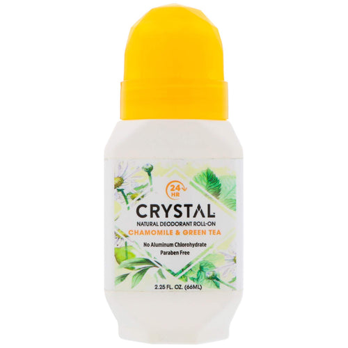 Crystal Essence Mineral Deodorant Roll-On, Chamomile & Green Tea, 2.25 oz (Pack of 4)