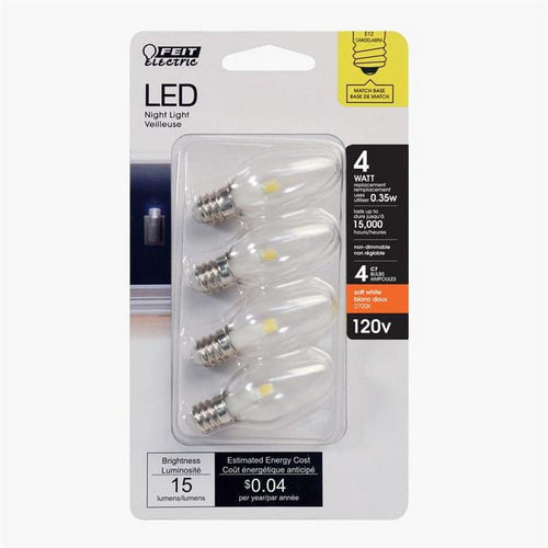 C7 E12 Light Bulb, 4W (Pack of 4)