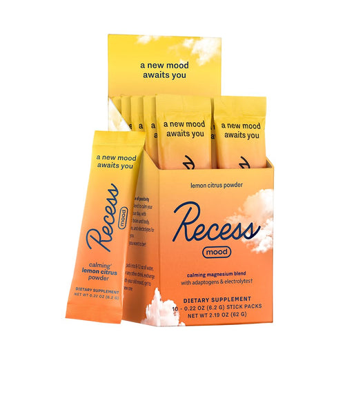 Recess Mood Magnesium Powder, Lemon Citrus, 10 Packets