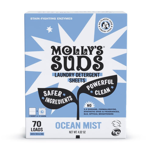 Molly's Suds Laundry Detergent Sheets, Ocean Mist, 70 Loads