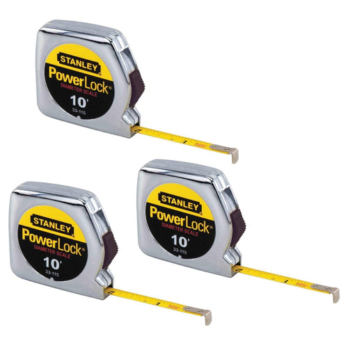 Stanley PowerLock Pocket Tape Rule, 10 ft x 1/4 in (Pack of 3)