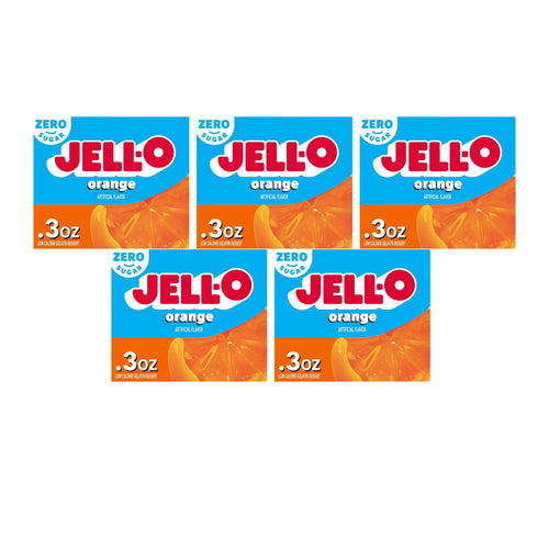 Jell-O Sugar Free Orange Gelatin Dessert Mix, 0.3 oz (Pack of 5)