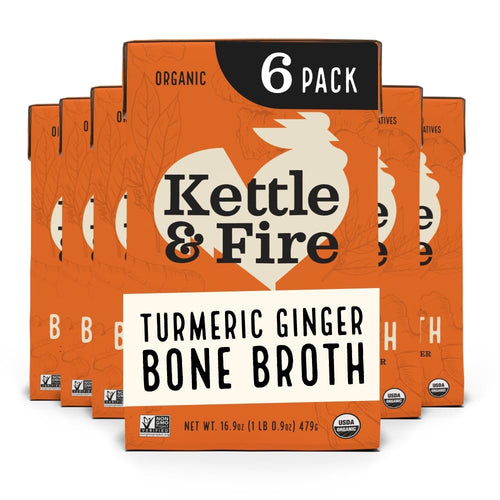 Kettle & Fire Organic Turmeric Ginger Chicken Broth (Pack of 6)