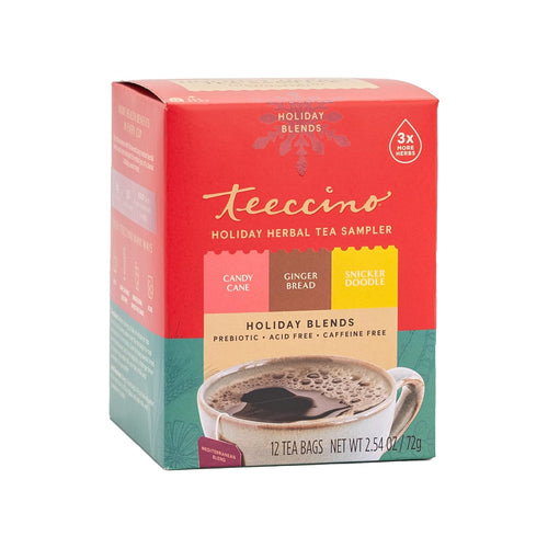 Teeccino Holiday Herbal Tea Sampler, 12 Tea Bags