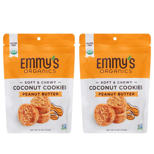 Emmy's Organics Coconut Cookies, Peanut Butter, 6 oz (Pack of 2)