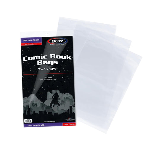 BCW Thick Silver Age Comic Bags, 7 1/4 x 10 1/2 in, 100 Count