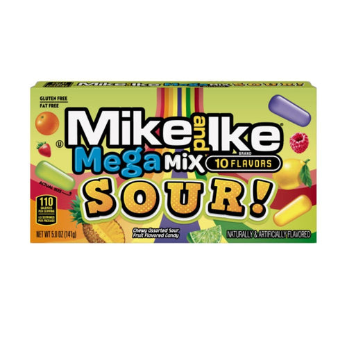 Mike and Ike Mega Mix Sour Candy, 5 oz Theater Box (Pack of 12)