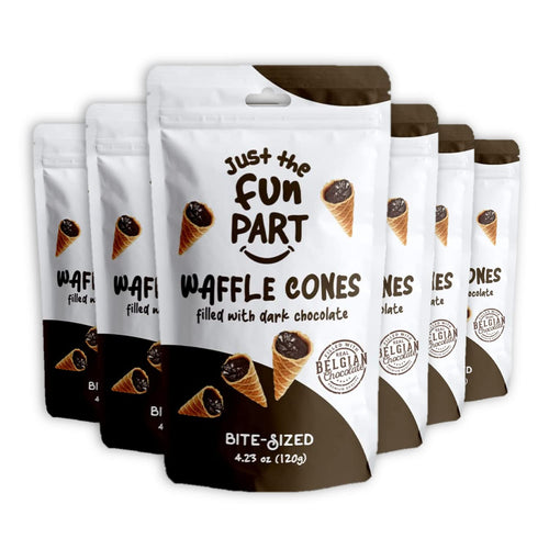 Just The Fun Part Bite-Size Mini Waffle Cones, Dark Chocolate (Pack of 6)