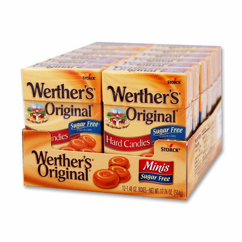 Werther's Sugar Free Mini Caramel Hard Candies, 1.48 oz (Pack of 12)