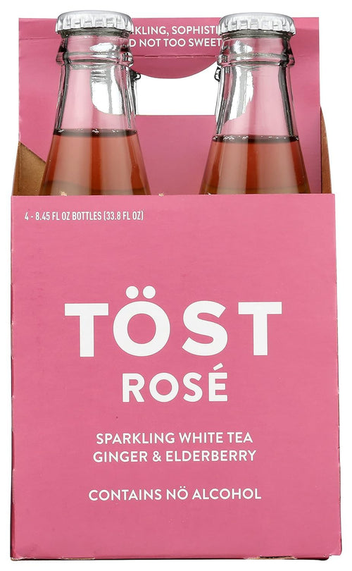 Tost White Sparkling Tea, Rose Ginger Elderberry, 8.45 fl oz (Pack of 4)