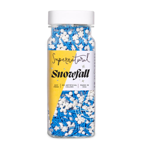 Supernatural Snowfall Sprinkles, Dye-Free Vegan Snowflake Confetti Mix, 3 oz
