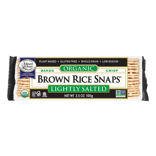 Edward & Sons Organic Lightly Salted Plain Brown Rice Snaps, 3.5 oz