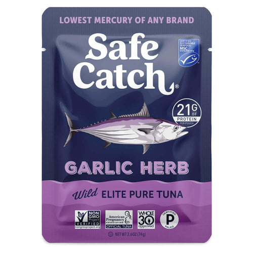 Safe Catch Elite Wild Tuna, Garlic Herb, 2.6 oz (Pack of 12)
