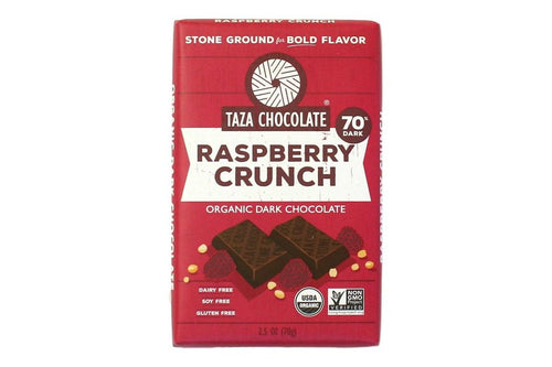 Taza Chocolate Organic Amaze Bar 60% Stone Ground, Raspberry Crunch, 2.5 oz
