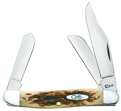 Case XX WR Folding Pocket Knife, 3 Blade Stockman, Amber Bone