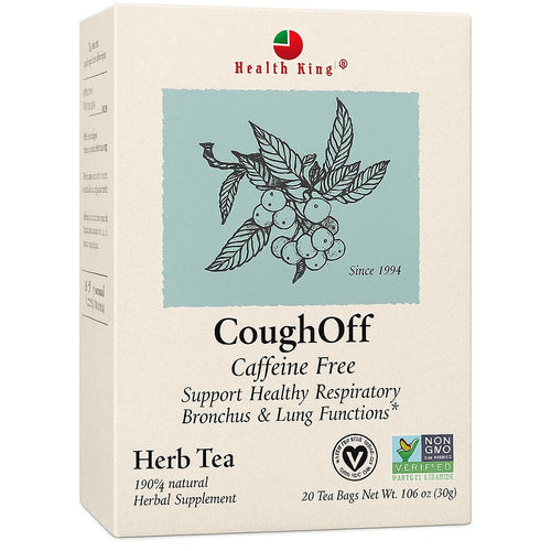Health King CoughOff Herb Tea with Peppermint and Loquat Leaf, 20 Tea Bags