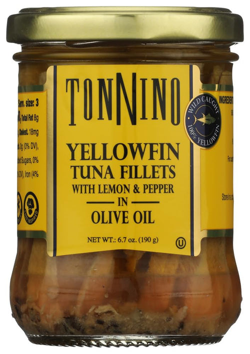 Tonnino Yellowfin Tuna, Lemon Pepper in Olive Oil (Pack of 6)