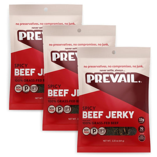Prevail Spicy Grass-Fed Beef Jerky, 2.25 oz (Pack of 3)