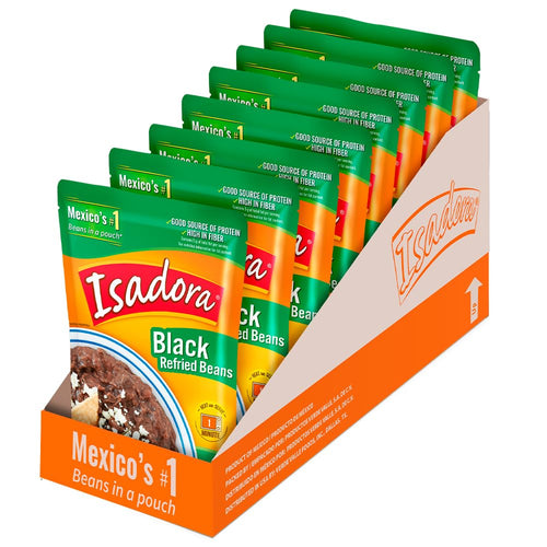 Isadora Black Refried Beans Pouches, 15.2 oz (Pack of 8)