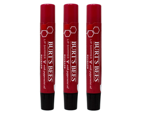 Burt's Bees Lip Shimmer, Rhubarb, 0.09 oz (Pack of 3)