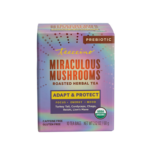 Teeccino Miraculous Mushrooms Adapt & Protect Tea, 5 Mushrooms, 10 Tea Bags