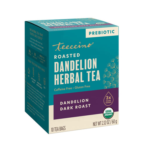 Teeccino Organic Dandelion Dark Roast Tea, 10 Tea Bags