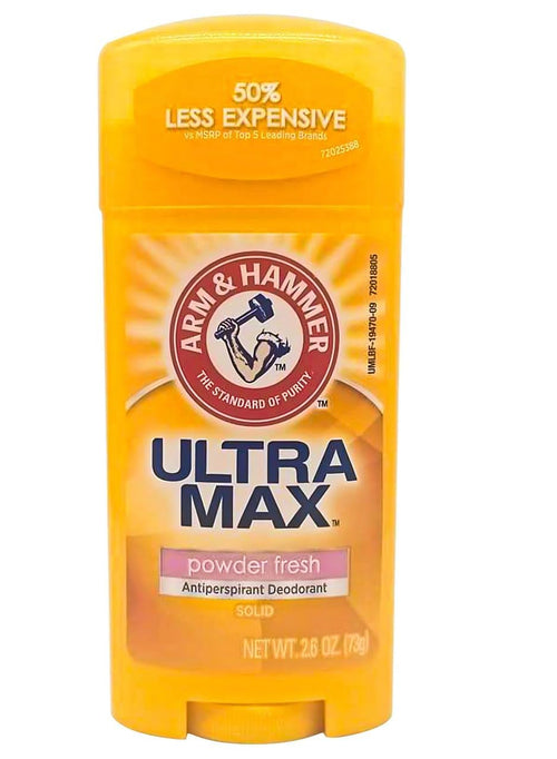 Arm & Hammer UltraMax Invisible Solid Antiperspirant Deodorant, Powder Fresh, 2.6 oz