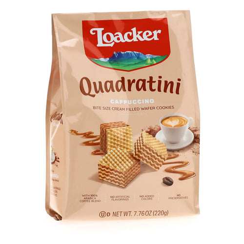 Loacker Quadratini Cappuccino Wafer Cookies, 7.76 oz