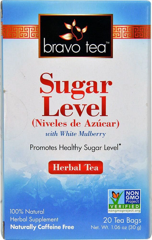 Bravo Tea Sugar Level Herbal Tea, Caffeine Free, 20 Tea Bags
