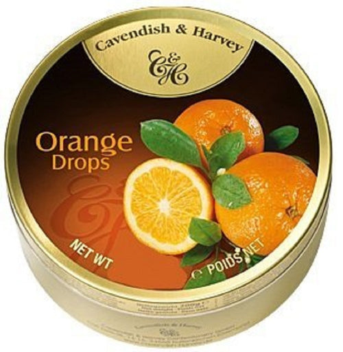 Cavendish & Harvey Orange Hard Candy Drops, 5.3 oz Tin (Pack of 3)