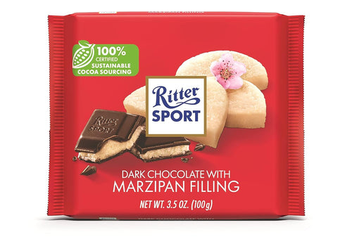 Ritter Sport Marzipan Dark Chocolate, 100 g (Pack of 6)