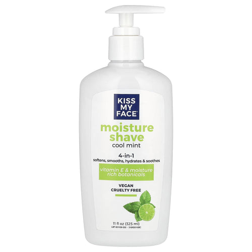 Kiss My Face 4-in-1 Moisture Shave, Cool Mint, 11 oz (Pack of 2)